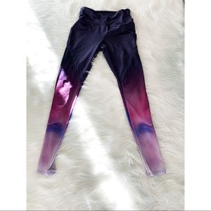 ombré purple sunset leggings with mesh detailing